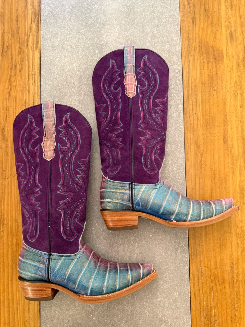 Dingo Caterina Royale Purple Caiman Print Western Boots Size 9 - Picture 2 of 16